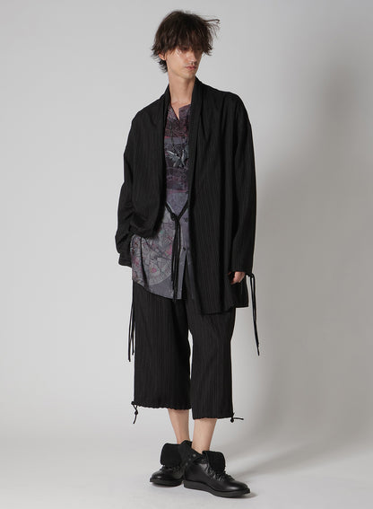 BAROQUE PATTERN COLLARLESS BLOUSE