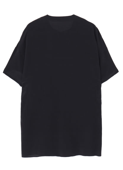 GREY/LINING COLLARLESS SHORT SLEEVE BLOUSE