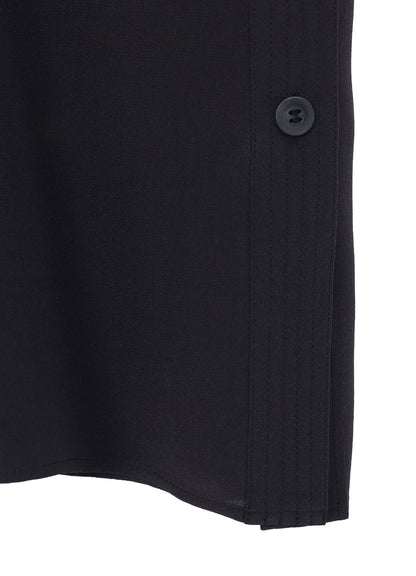 GREY/LINING COLLARLESS SHORT SLEEVE BLOUSE