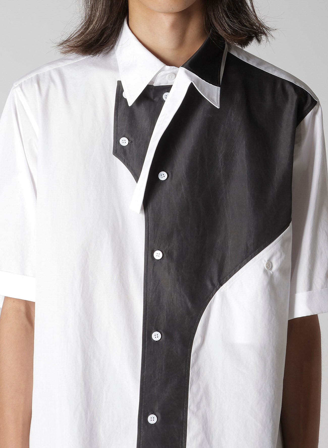 COTTON BROAD  BLACK AND WHITE ASYMMETRIC BLOUSE