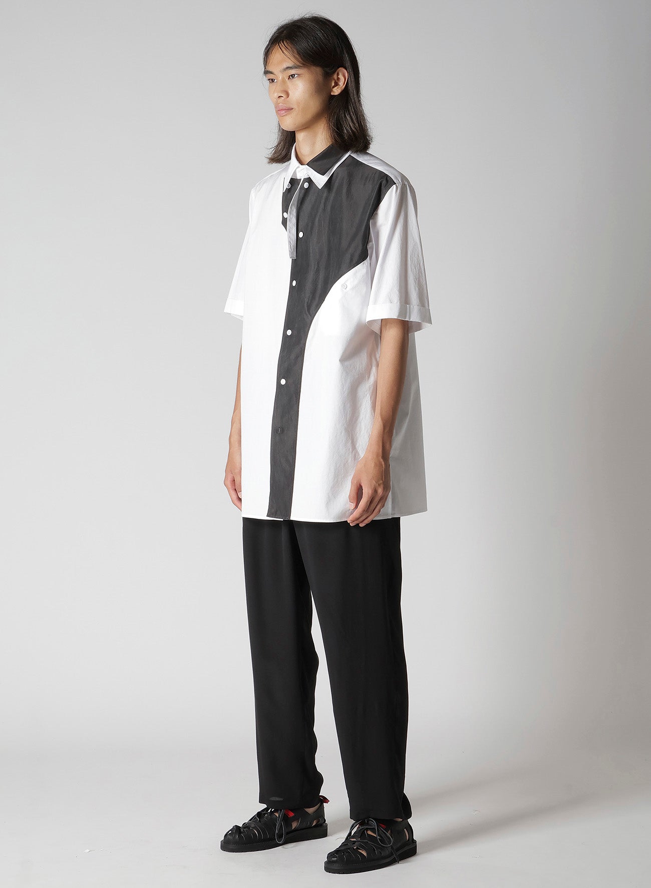 COTTON BROAD  BLACK AND WHITE ASYMMETRIC BLOUSE
