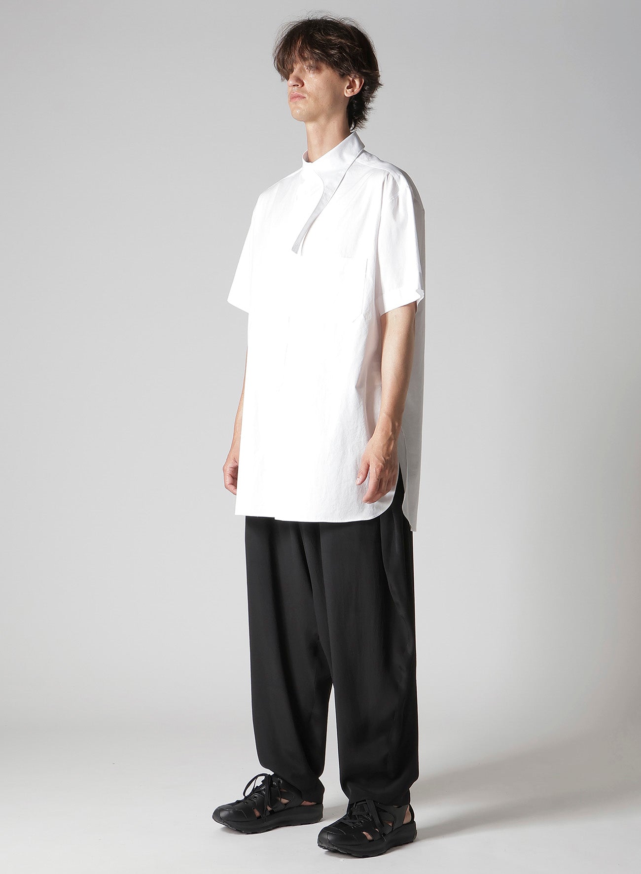 COTTON BROAD ASYMMETRIC LONG BLOUSE
