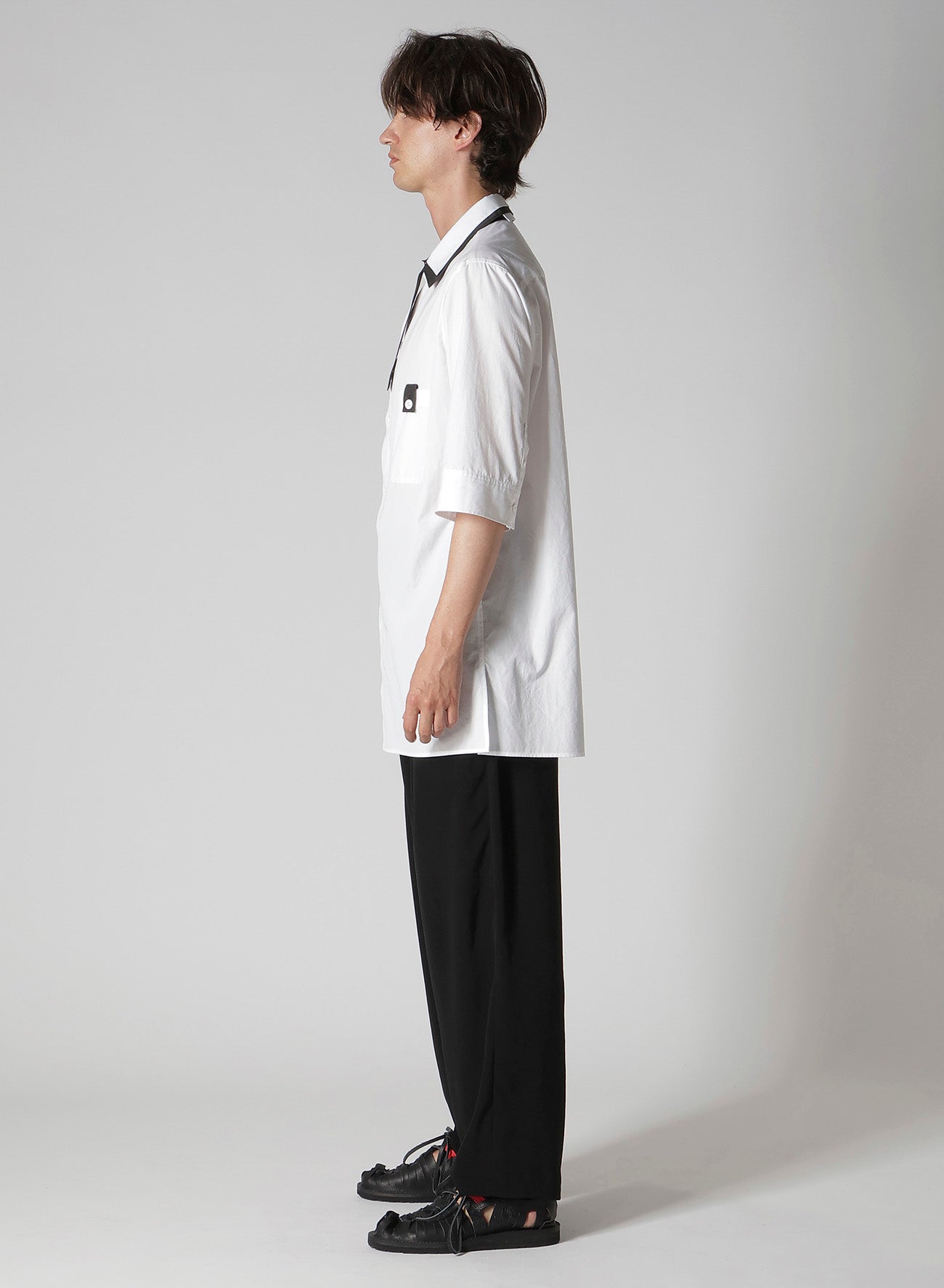 COTTON BROAD BLACK AND WHITE TRIPLE COLLAR BLOUSE