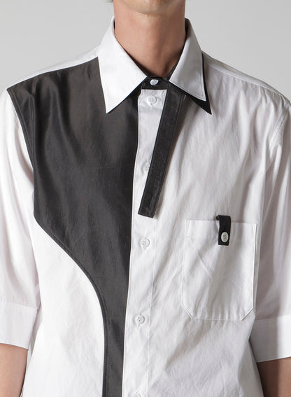 COTTON BROAD BLACK AND WHITE TRIPLE COLLAR BLOUSE