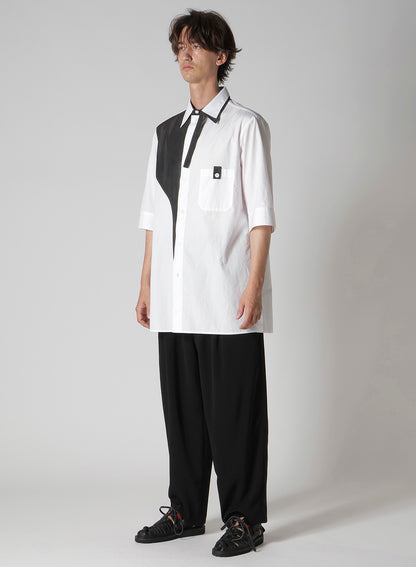 COTTON BROAD BLACK AND WHITE TRIPLE COLLAR BLOUSE