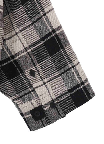 L/S PLAID PANELED SHORT SLEEVE BLOUSE