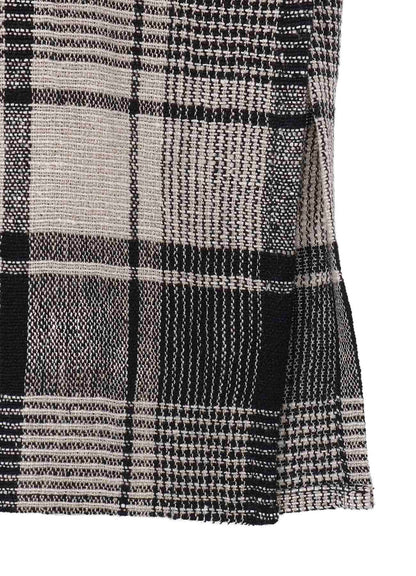 L/S PLAID PANELED SHORT SLEEVE BLOUSE