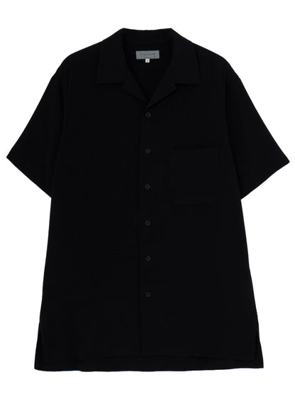 TA TUXEDO SHORT SLEEVE OPEN COLLAR BLOUSE