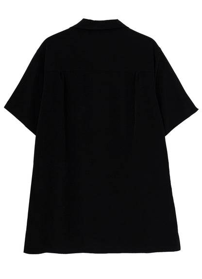 TA TUXEDO SHORT SLEEVE OPEN COLLAR BLOUSE