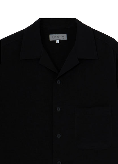 TA TUXEDO SHORT SLEEVE OPEN COLLAR BLOUSE