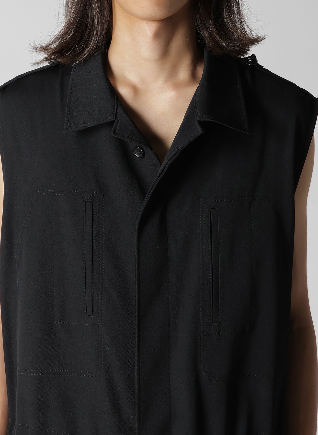 WOOL GABARDINE OEPAULET ATTACHED OVERALLS