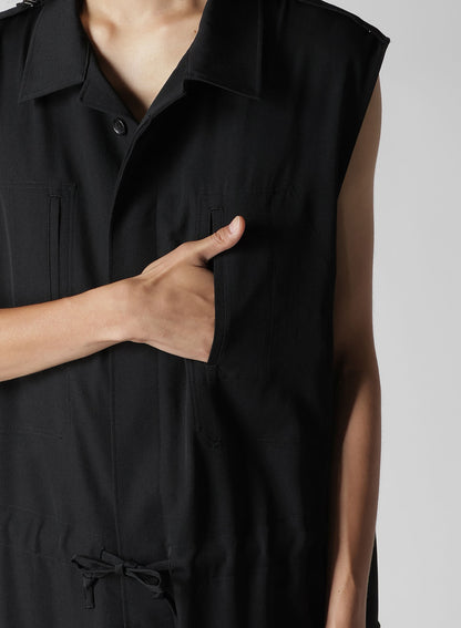 WOOL GABARDINE OEPAULET ATTACHED OVERALLS