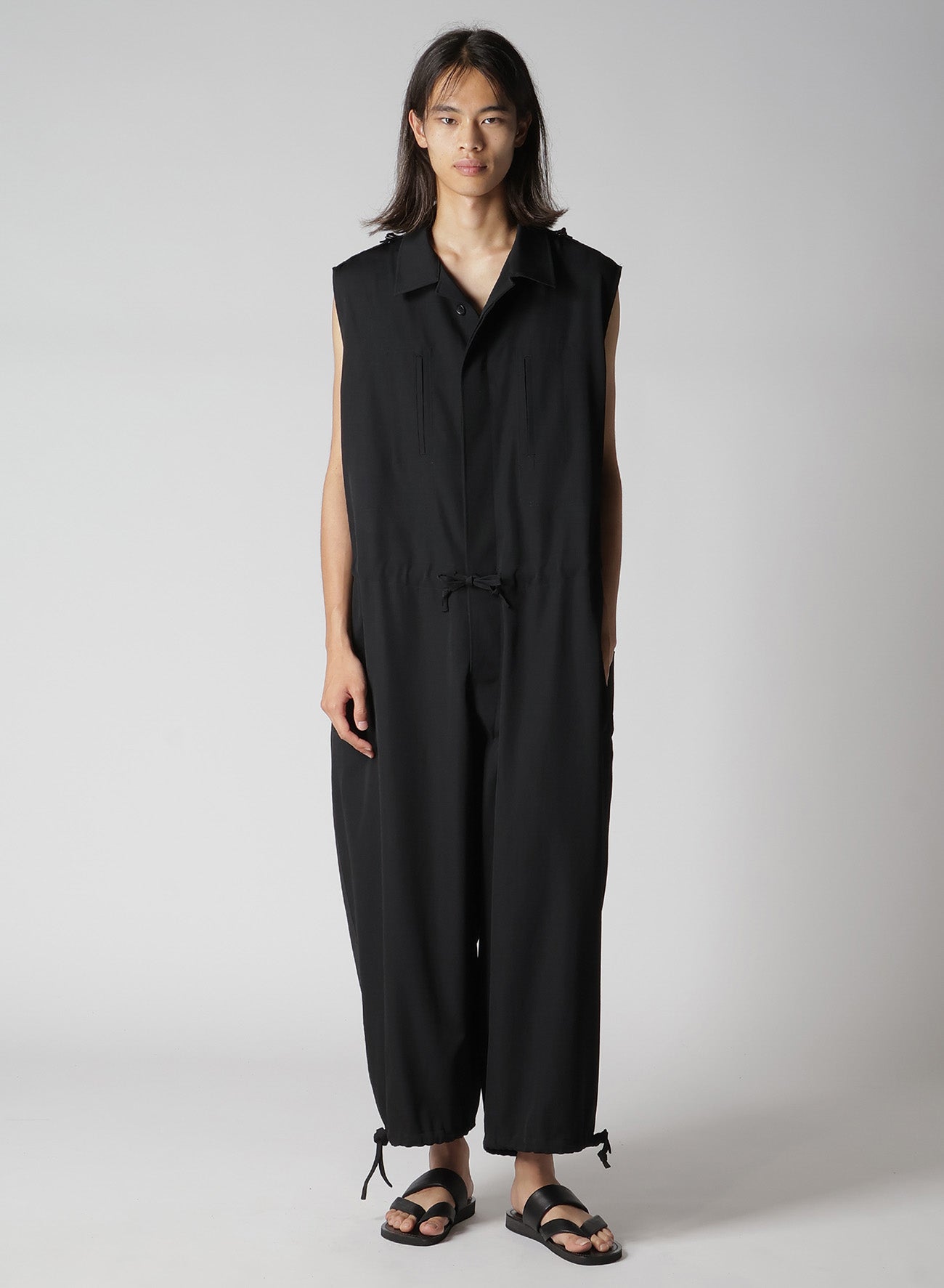 WOOL GABARDINE OEPAULET ATTACHED OVERALLS