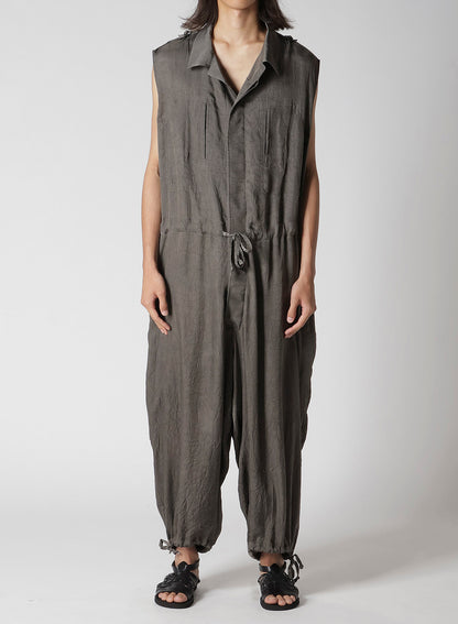 INK DYED WRINKLE CUPRO MESSAGE OVERALLS