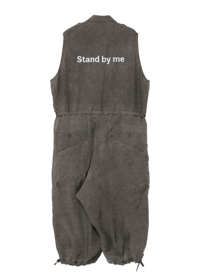 INK DYED WRINKLE CUPRO MESSAGE OVERALLS