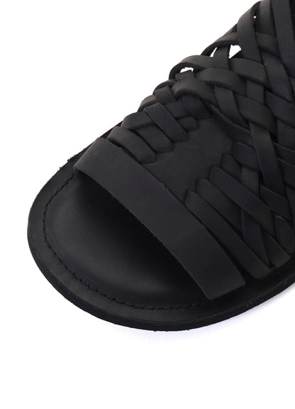 OILED LEATHER MESH STRAP SANDALS