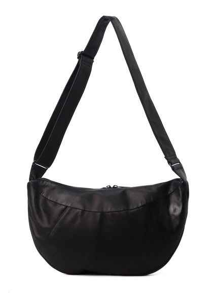 SCRATCH HORSE LEATHER HALF MOON SHOULDER BAG