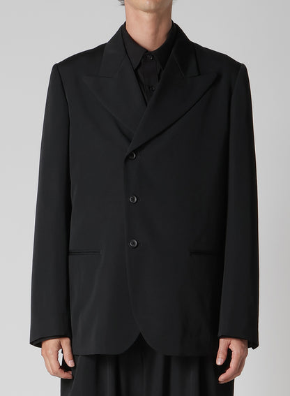 WOOL GABARDINE PEAKED LAPEL JACKET