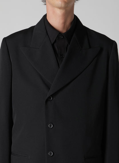 WOOL GABARDINE PEAKED LAPEL JACKET