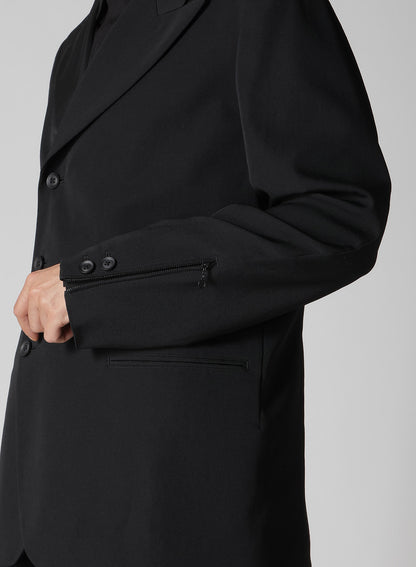 WOOL GABARDINE PEAKED LAPEL JACKET