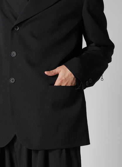 WOOL GABARDINE PEAKED LAPEL JACKET