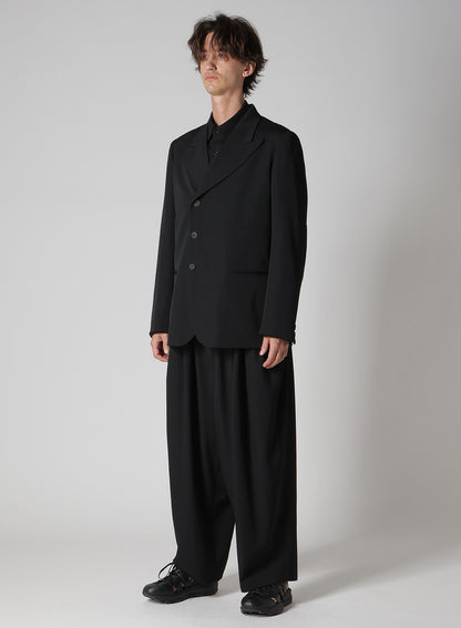 WOOL GABARDINE PEAKED LAPEL JACKET