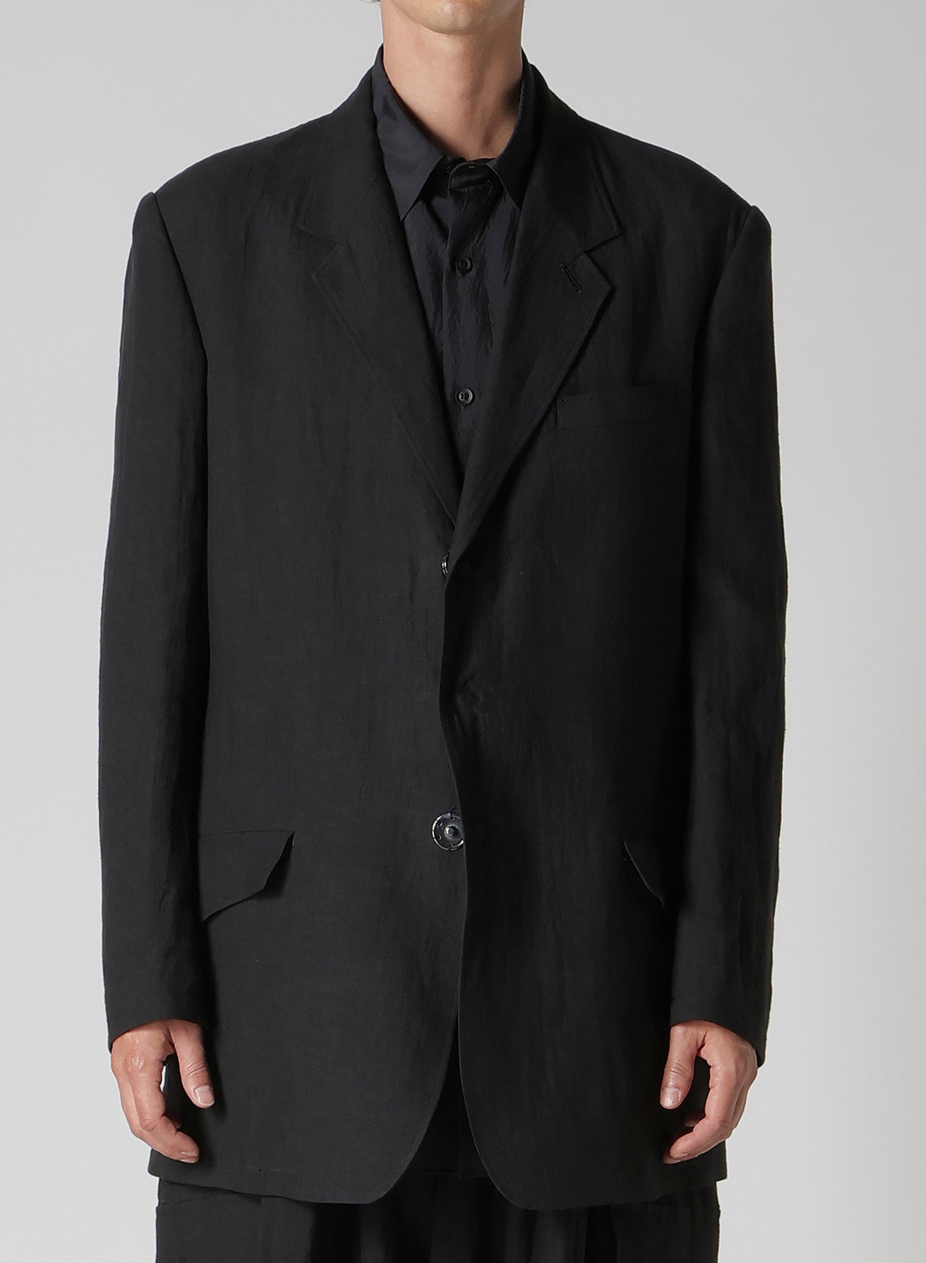 LINEN CLOTH FRONT EDGE 3SNAP BOTTON JACKET