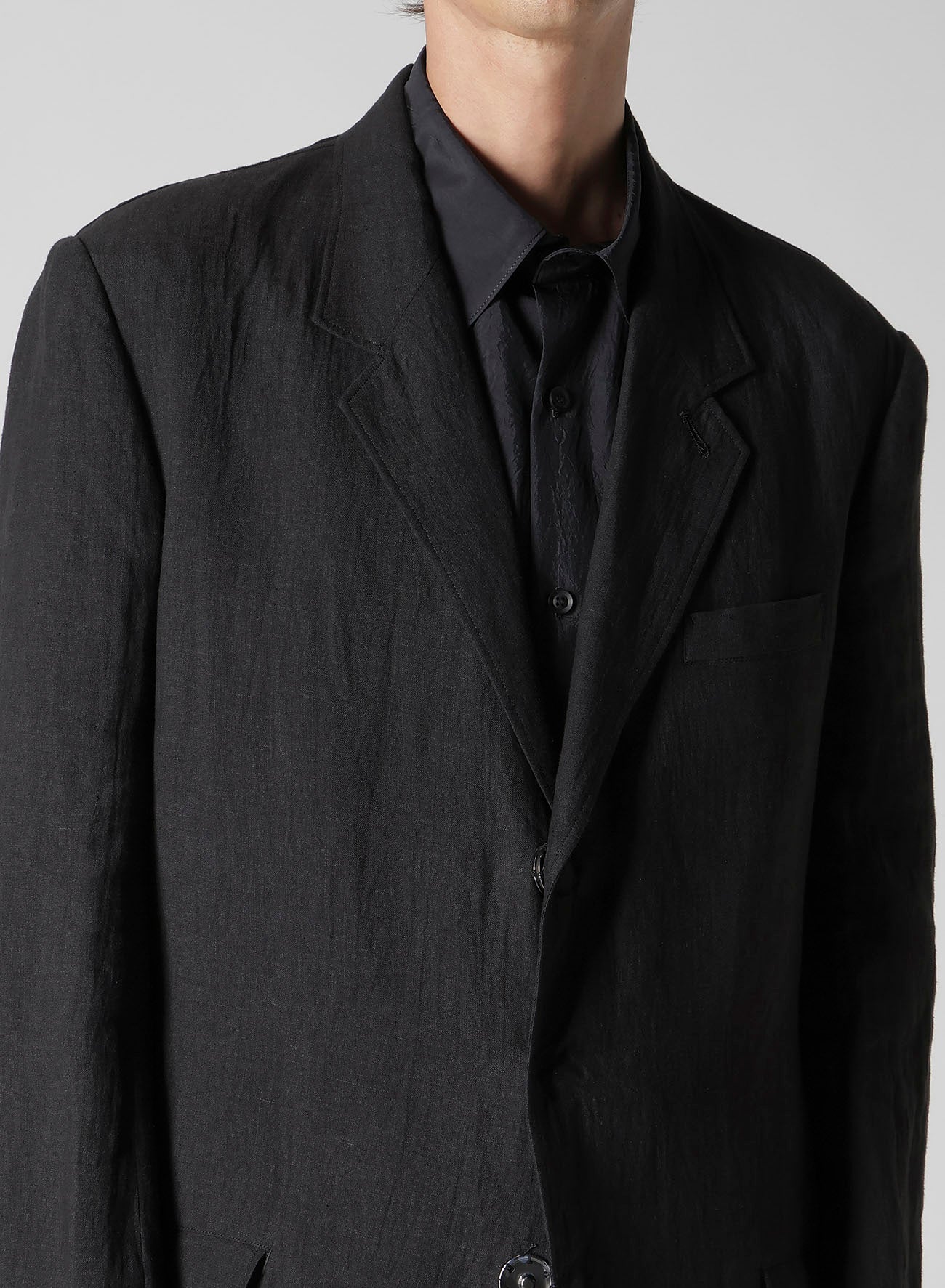 LINEN CLOTH FRONT EDGE 3SNAP BOTTON JACKET