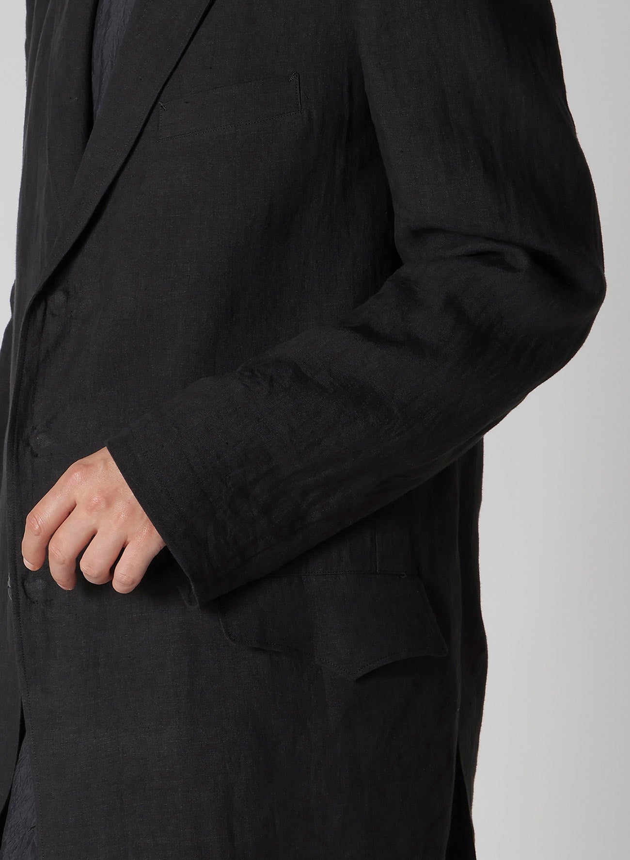 LINEN CLOTH FRONT EDGE 3SNAP BOTTON JACKET