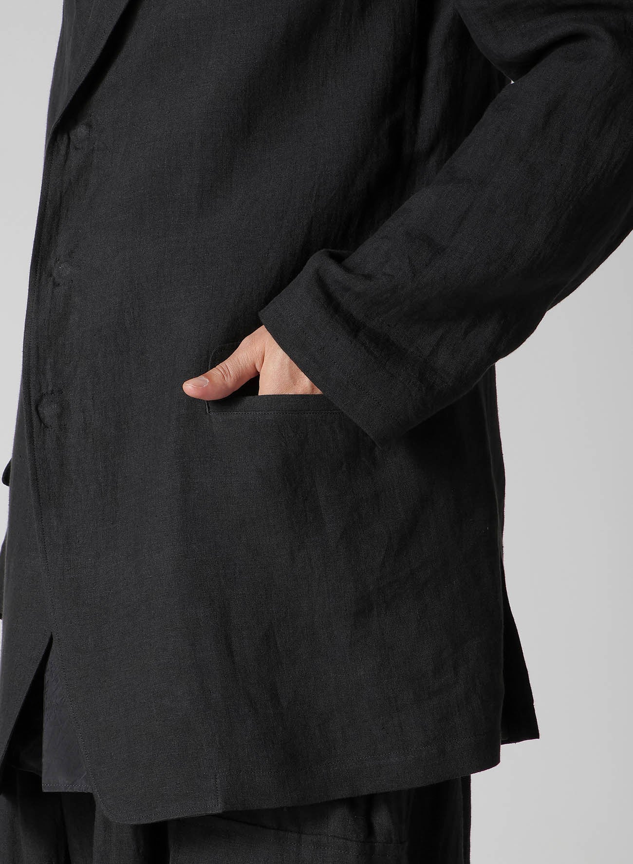LINEN CLOTH FRONT EDGE 3SNAP BOTTON JACKET