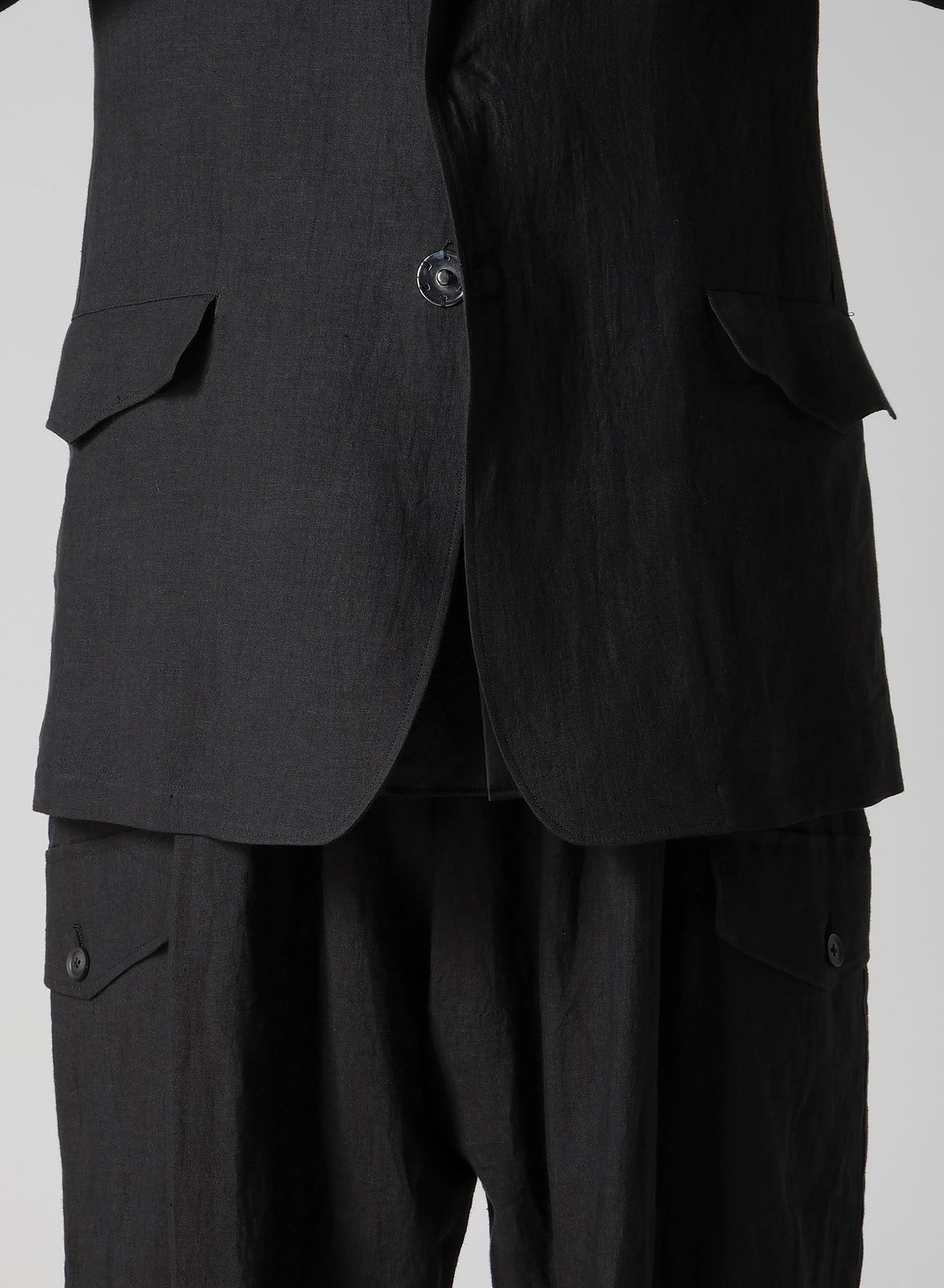 LINEN CLOTH FRONT EDGE 3SNAP BOTTON JACKET