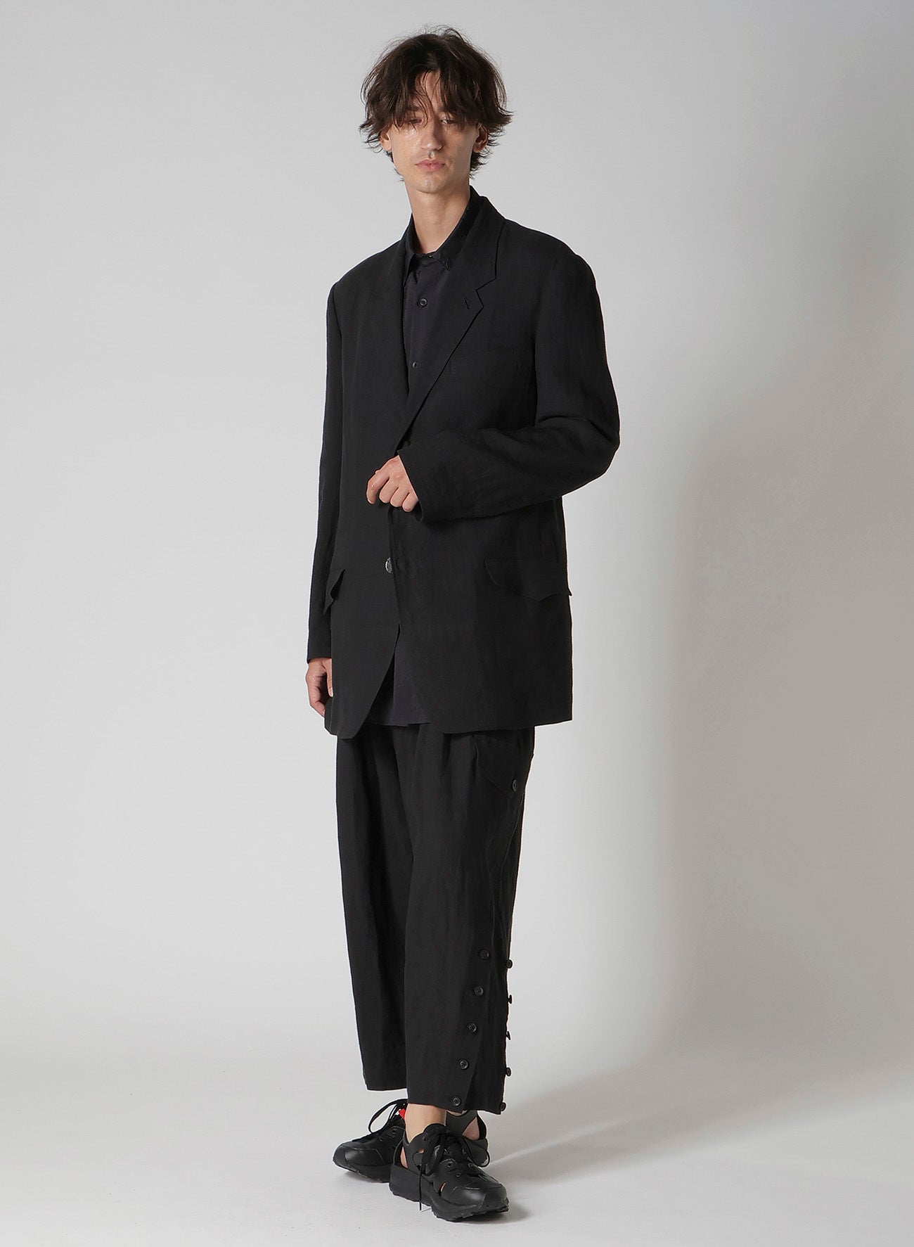 LINEN CLOTH FRONT EDGE 3SNAP BOTTON JACKET