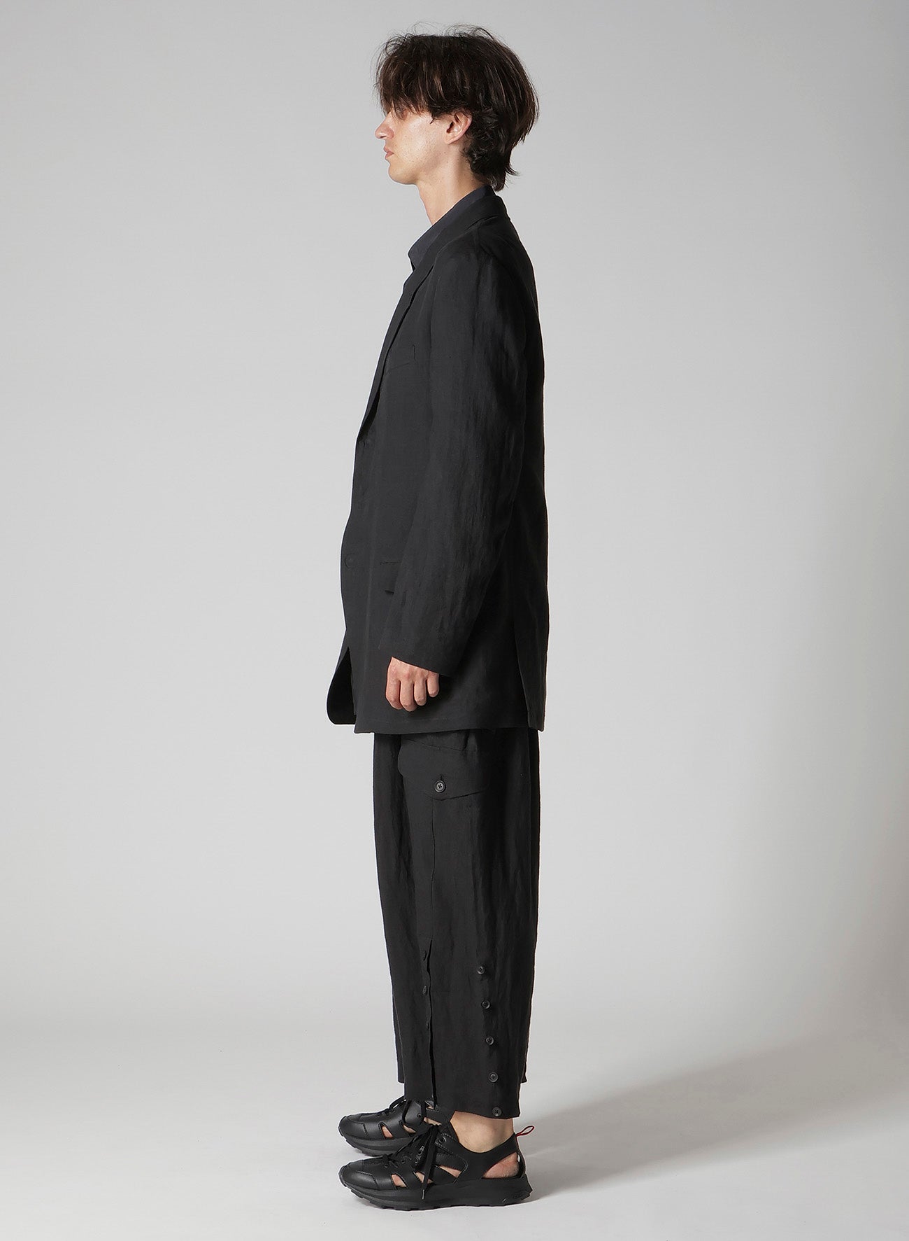LINEN CLOTH FRONT EDGE 3SNAP BOTTON JACKET
