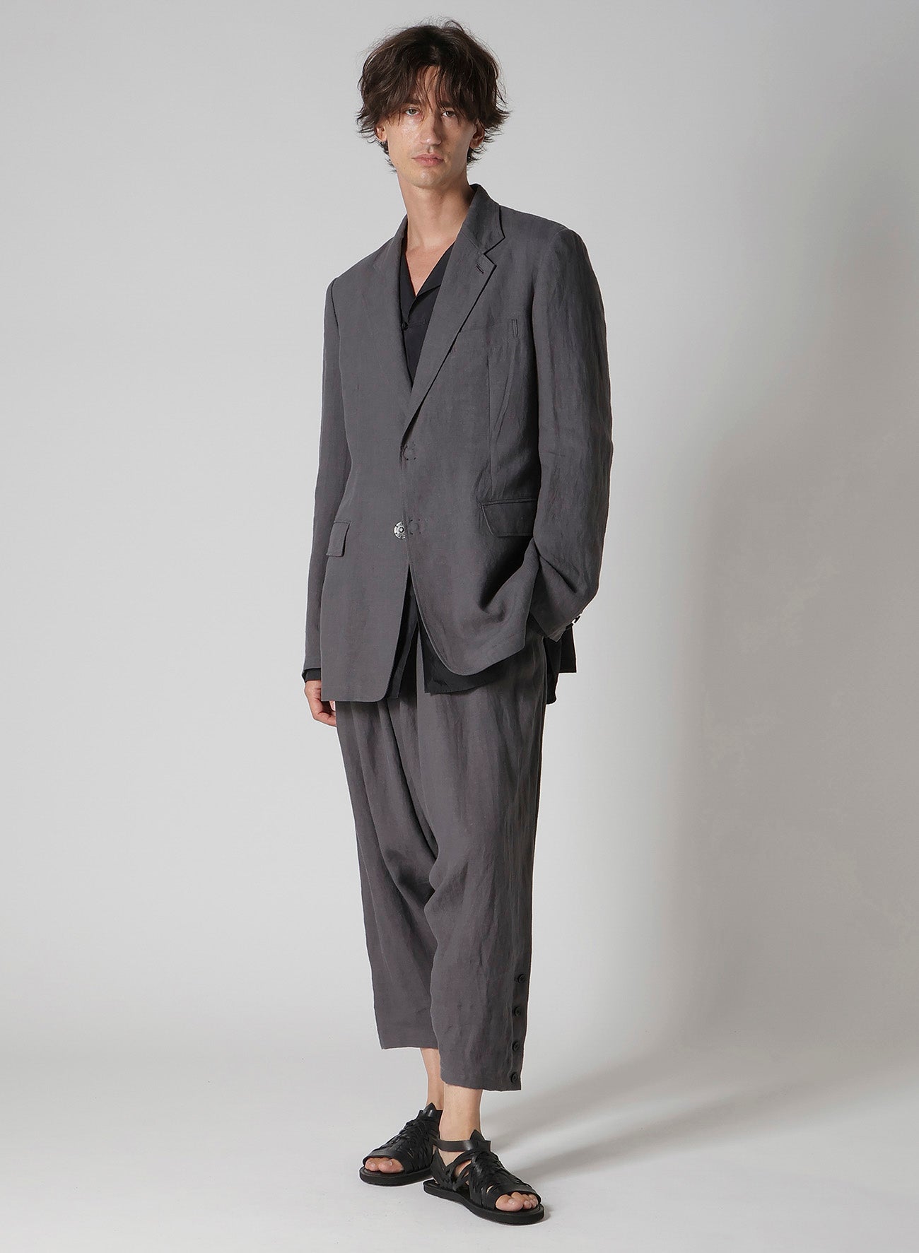 LINEN CLOTH FRONT EDGE 2SNAP BOTTON JACKET