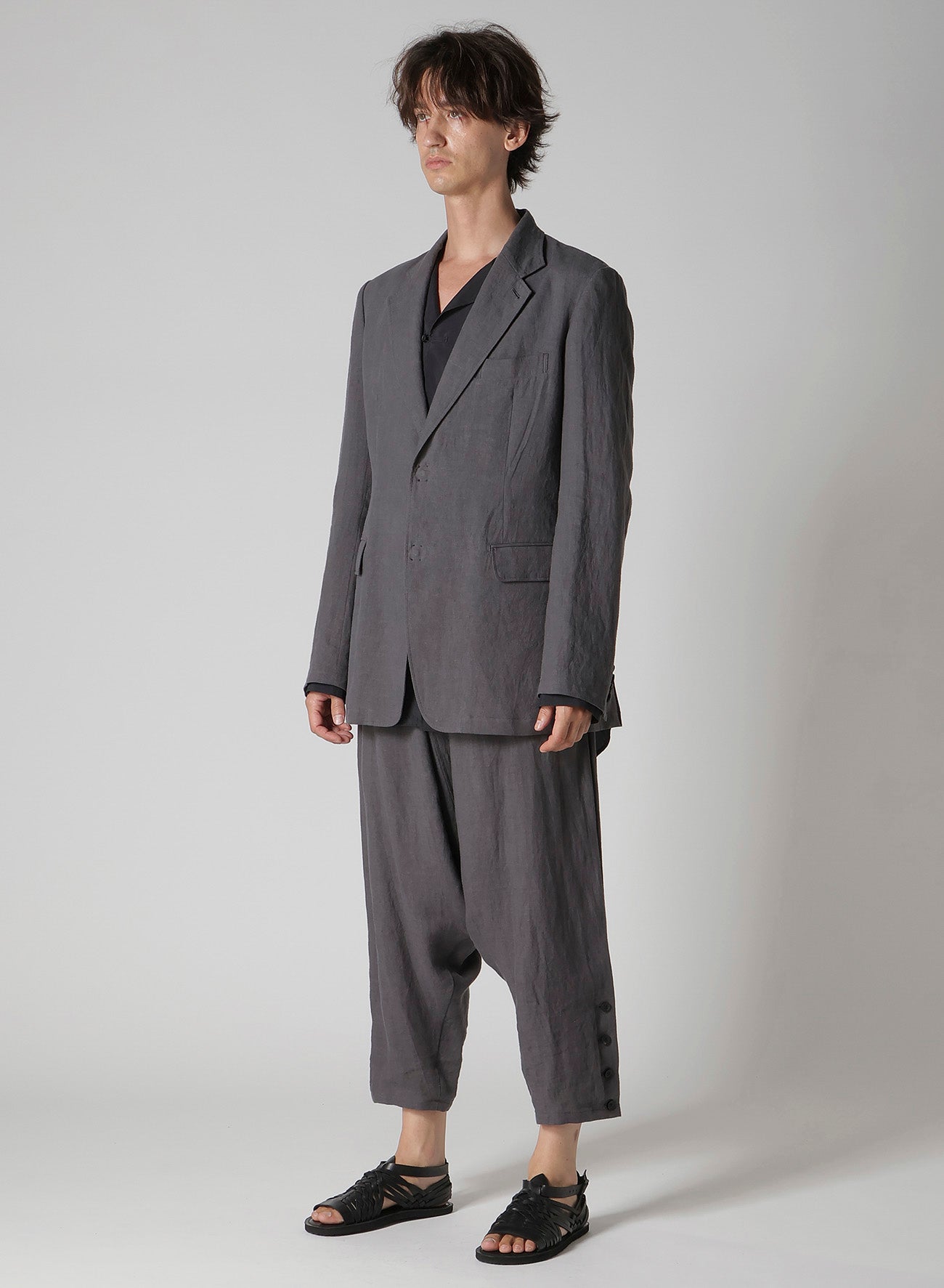 LINEN CLOTH FRONT EDGE 2SNAP BOTTON JACKET