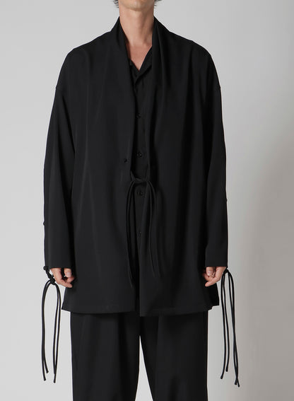 WOOL GABARDINE CHINA BUTTUN SCARF JACKET