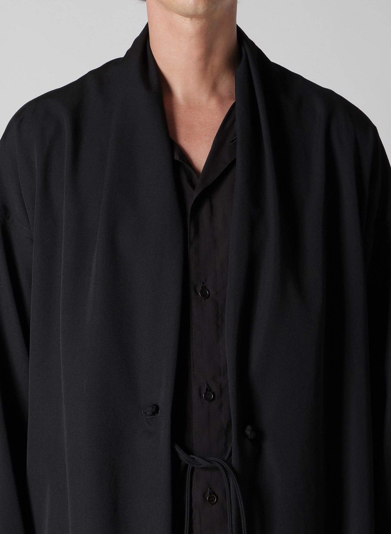 WOOL GABARDINE CHINA BUTTUN SCARF JACKET