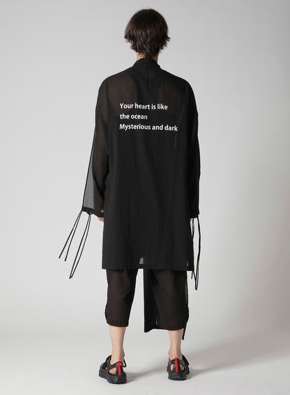 COTTON CIFFON MESSAGE PRINTED SCARF JACKET