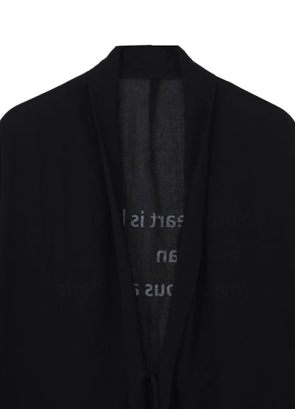 COTTON CIFFON MESSAGE PRINTED SCARF JACKET