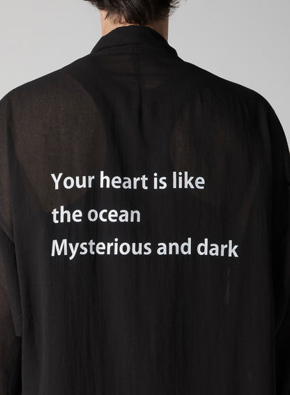 COTTON CIFFON MESSAGE PRINTED SCARF JACKET