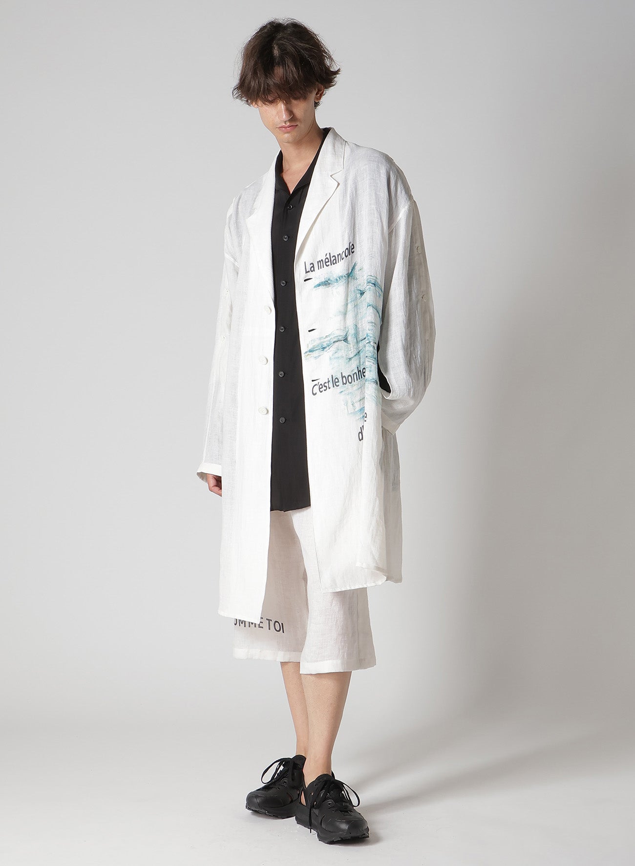 SAKANA MESSAGE PRINTED LONG JACKET