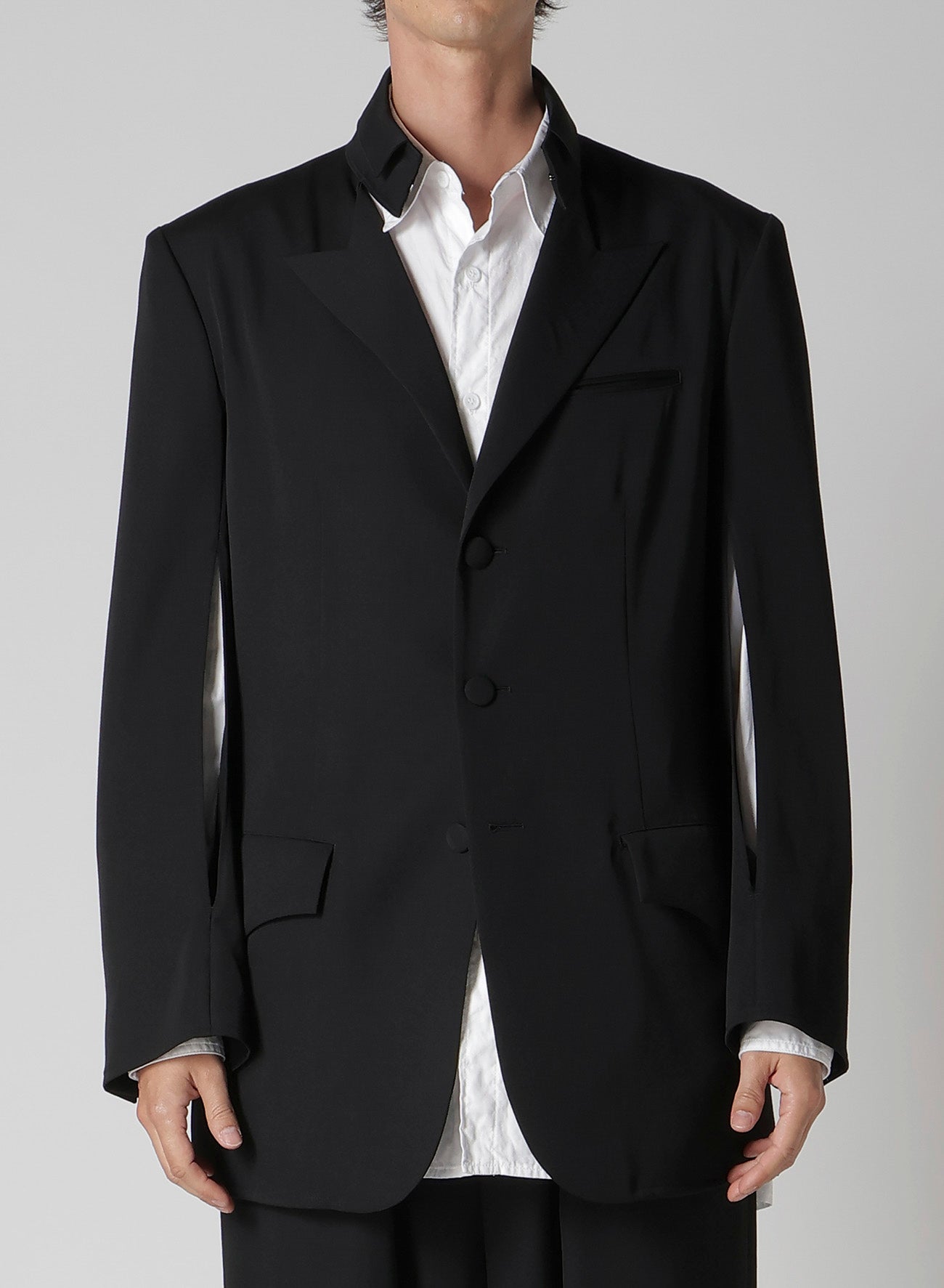 WOOL GABARDINE OPENED SLEEVE JACKET – THE SHOP YOHJI YAMAMOTO