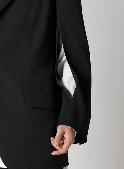 WOOL GABARDINE OPENED SLEEVE JACKET