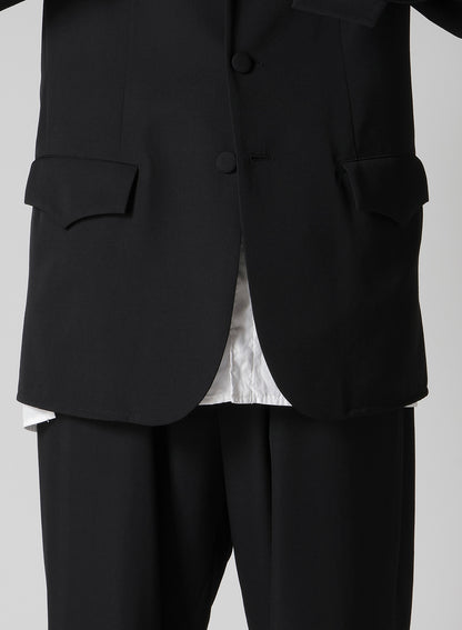 WOOL GABARDINE OPENED SLEEVE JACKET