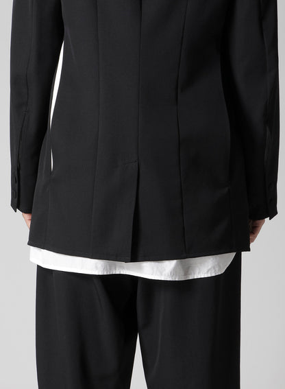 WOOL GABARDINE OPENED SLEEVE JACKET