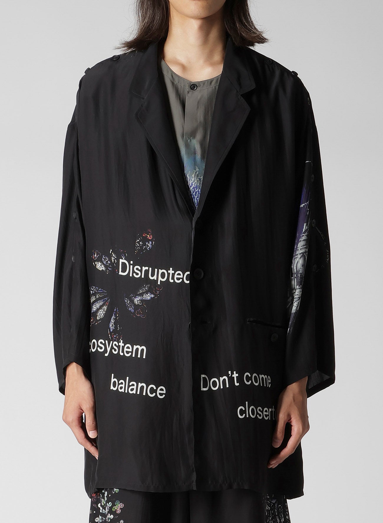 MARINE LIFE PRINTED BUTTON OPENED STAND JACKET