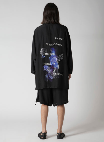 MARINE LIFE PRINTED BUTTON OPENED STAND JACKET