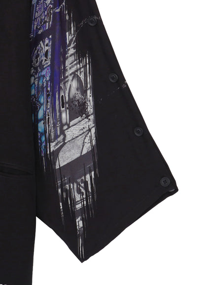 MARINE LIFE PRINTED BUTTON OPENED STAND JACKET