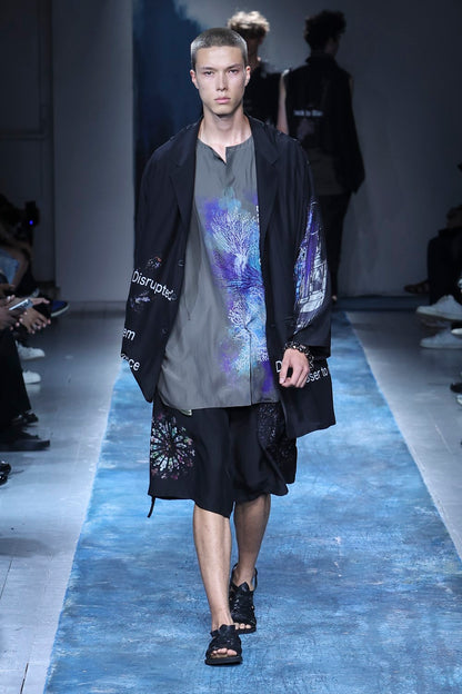 MARINE LIFE PRINTED BUTTON OPENED STAND JACKET