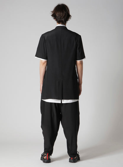 CREPE DE CHINE DOUBLE LAPEL SHORT SLEEVE JACKET